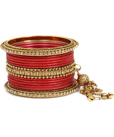 SANARA Traditional Antique Indian Bollywood 30 Pcs Beautiful Wedding Bridal Bangle Set Jewelry Red 2.8 Inches $17.95 Bracelets