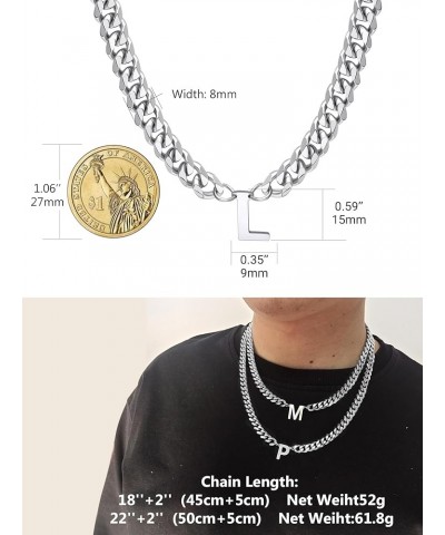 Trendy Stainless Steel 8mm Chunky Chain Necklace with Initial Pendant 18/22 Inch Fashion Necklace for Men Women Hip Hop Jewel...