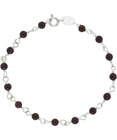 Sterling Silver Natural Garnet Bead Necklace Bracelet Anklet 4 mm Wire Wrapped Handmade 7.5 Inches $11.28 Necklaces