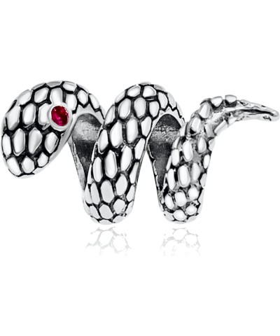 Snake Serpent Red CZ Eyes 925 Sterling Silver Pendant Charm Bead For Pandora & Similar Charm Bracelets or Necklaces $18.06 Br...