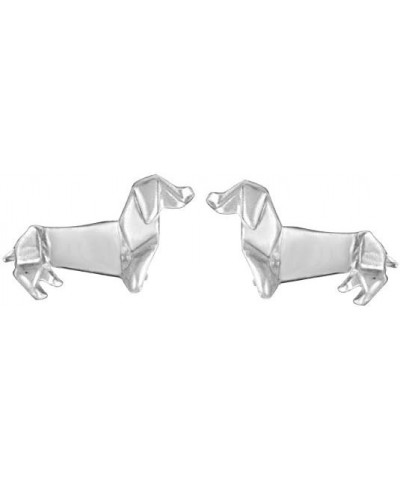 Jewelry Sterling Silver Origami Dachshund Wiener Dog Stud Earrings $14.24 Earrings