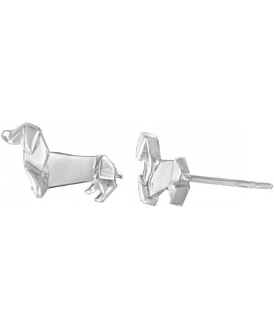 Jewelry Sterling Silver Origami Dachshund Wiener Dog Stud Earrings $14.24 Earrings