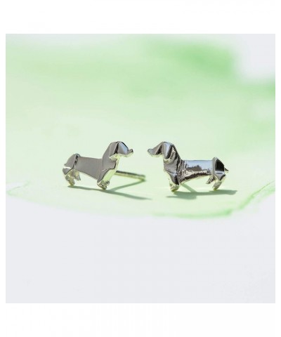 Jewelry Sterling Silver Origami Dachshund Wiener Dog Stud Earrings $14.24 Earrings