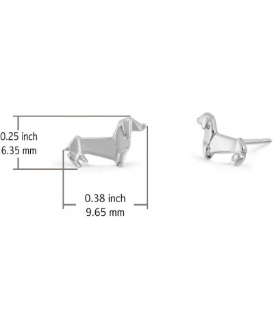 Jewelry Sterling Silver Origami Dachshund Wiener Dog Stud Earrings $14.24 Earrings