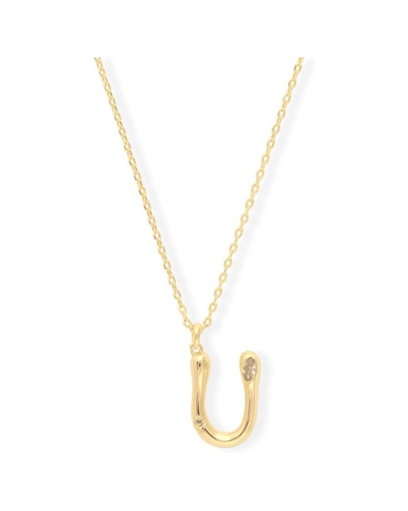 Alphabet Bubble Pendant Necklace - 14K Gold Plated Initial Necklace Hypoallergenic Shower-safe Jewelry U $27.20 Necklaces