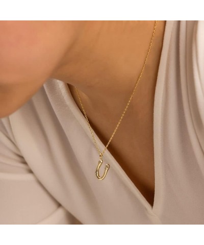 Alphabet Bubble Pendant Necklace - 14K Gold Plated Initial Necklace Hypoallergenic Shower-safe Jewelry U $27.20 Necklaces