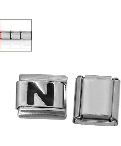 Italian Charm Bracelet Link Square Silver Tone Alphabet Letter Choose A-Z Letter Links Letter "N $8.09 Bracelets