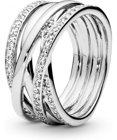 Sparkling & Polished Lines Entwined Ring - Ring for Women - Gift for Her, With Gift Box Sterling Silver $59.50 Others