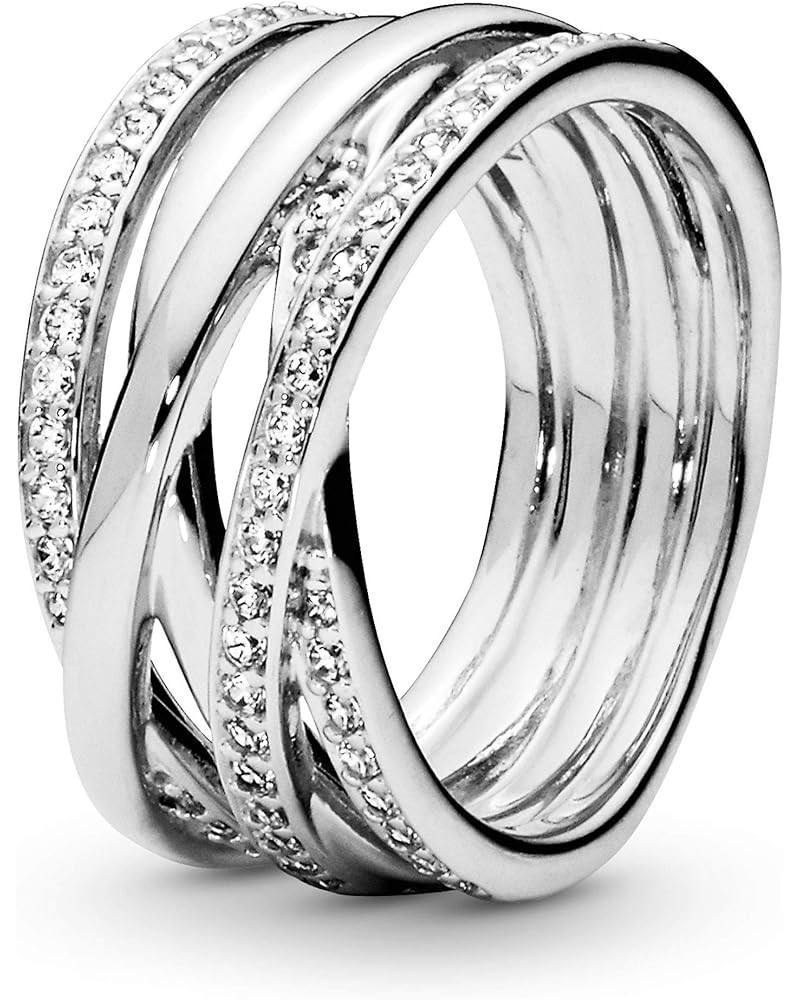 Sparkling & Polished Lines Entwined Ring - Ring for Women - Gift for Her, With Gift Box Sterling Silver $59.50 Others