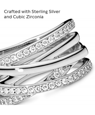 Sparkling & Polished Lines Entwined Ring - Ring for Women - Gift for Her, With Gift Box Sterling Silver $59.50 Others