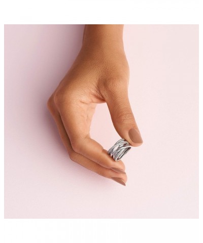 Sparkling & Polished Lines Entwined Ring - Ring for Women - Gift for Her, With Gift Box Sterling Silver $59.50 Others