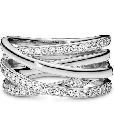 Sparkling & Polished Lines Entwined Ring - Ring for Women - Gift for Her, With Gift Box Sterling Silver $59.50 Others