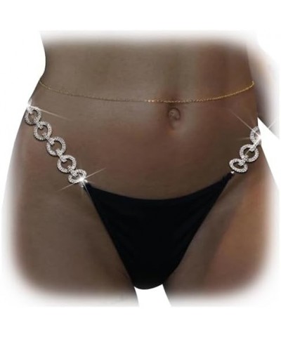 Rhinestone Tassel Waist Chain Thong Crystal Thong Sexy Bikini Underpant Festival Rave G String for Women Rhinestone&silver $8...