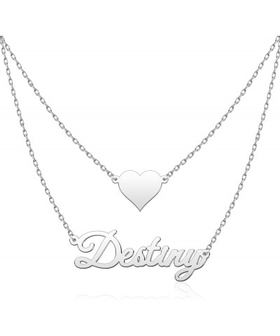 Personalized Name Necklace Sterling Silver Pendant Customized Custom *A Custom Name-Layered with Heart* $10.99 Necklaces