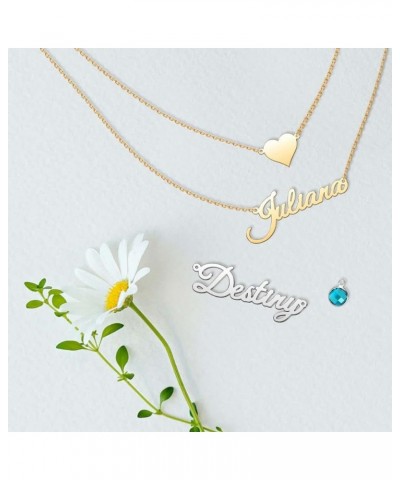 Personalized Name Necklace Sterling Silver Pendant Customized Custom *A Custom Name-Layered with Heart* $10.99 Necklaces