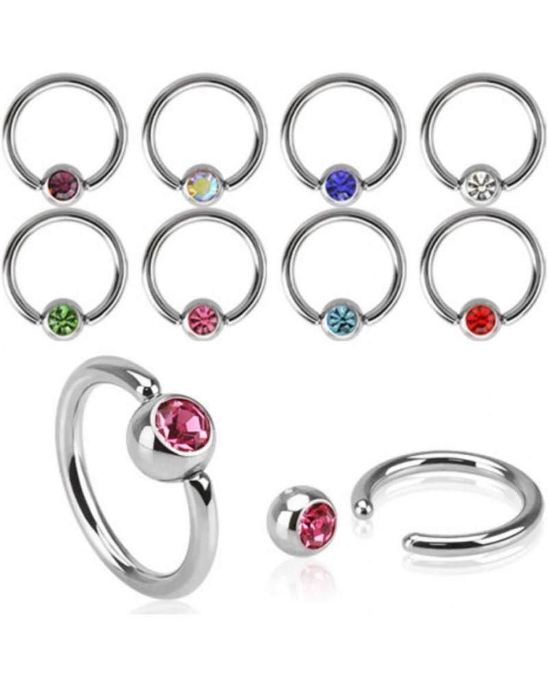 Press Fit Gem WildKlass Ball Captive Bead WildKlass Ring (Sold by Piece) 16 GA, Length: 10mm, Ball: 4mm, Pink $9.43 Body Jewelry