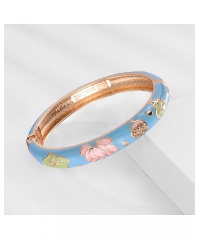 Cloisonne Bracelet Lotus Flower Gold Plated Cuff Bangle Enameled Jewelry Bracelets Gift for Women Pack in Case 88B16 2 Pcs Se...