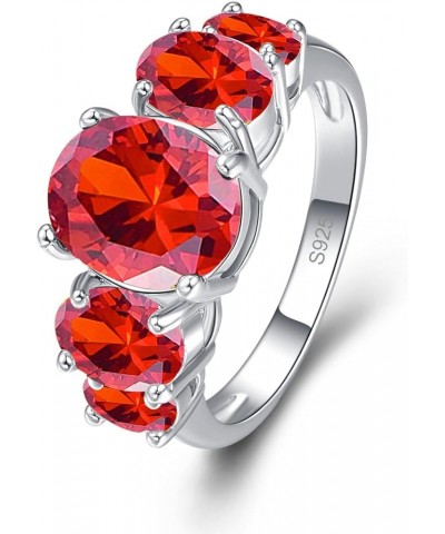 925 Silver Plated Ring Brilliant Oval Cut Citrine Wedding Engagement Ring for Women Size 8 US_13 Bright Red $5.39 Rings