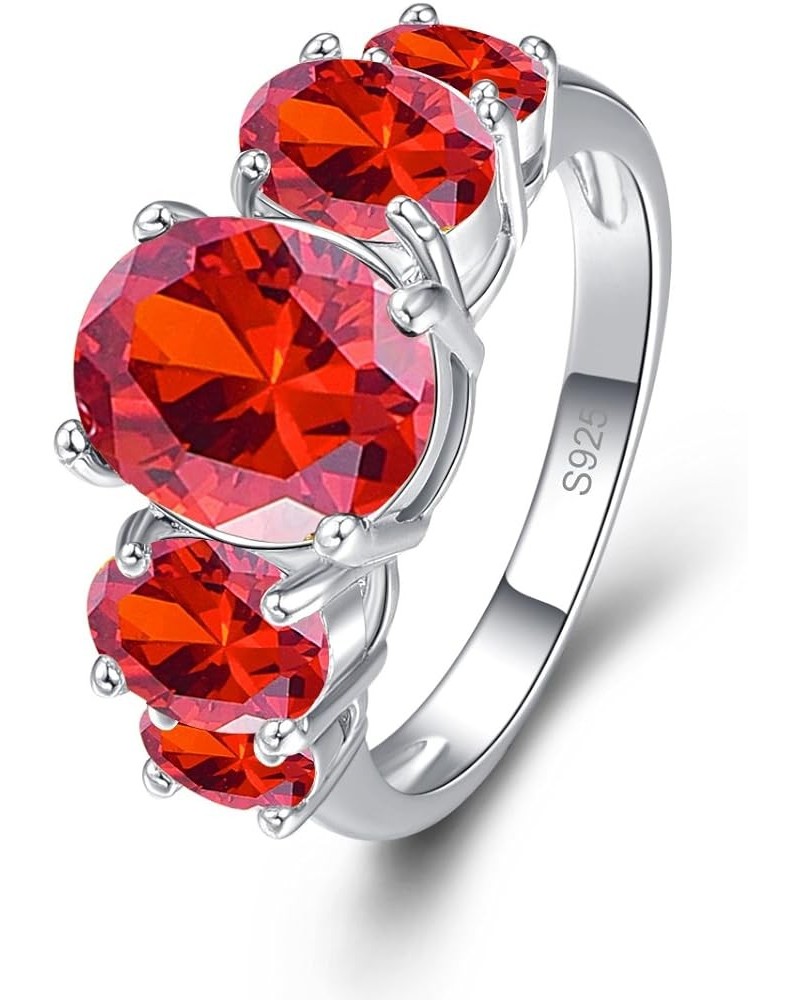 925 Silver Plated Ring Brilliant Oval Cut Citrine Wedding Engagement Ring for Women Size 8 US_13 Bright Red $5.39 Rings