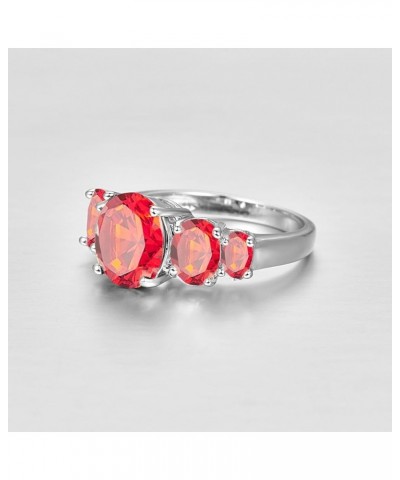 925 Silver Plated Ring Brilliant Oval Cut Citrine Wedding Engagement Ring for Women Size 8 US_13 Bright Red $5.39 Rings