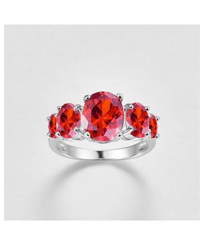 925 Silver Plated Ring Brilliant Oval Cut Citrine Wedding Engagement Ring for Women Size 8 US_13 Bright Red $5.39 Rings