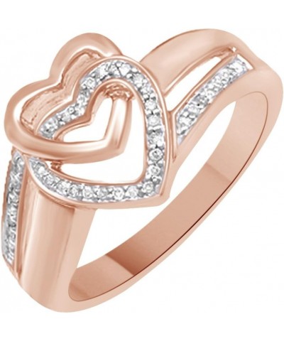 White Natural Diamond Heart Promise Ring In 14k Gold Over Sterling Silver (0.1 Cttw) Rose-gold-plated-silver $74.10 Rings