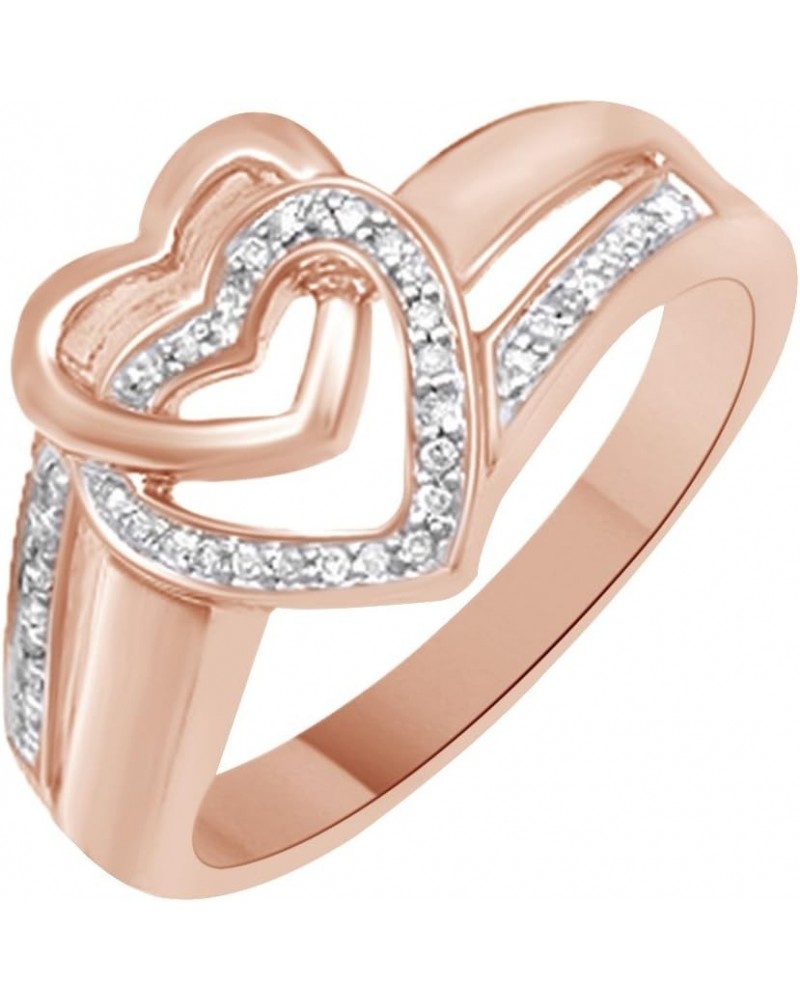 White Natural Diamond Heart Promise Ring In 14k Gold Over Sterling Silver (0.1 Cttw) Rose-gold-plated-silver $74.10 Rings