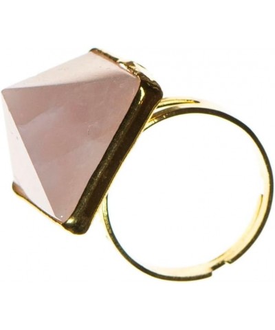 Rose Quartz Pyramid Adjustable Ring on Gold-plated Base Metal for Men, Women, Trending Teen Crystal Healing Jewelry $9.85 Rings