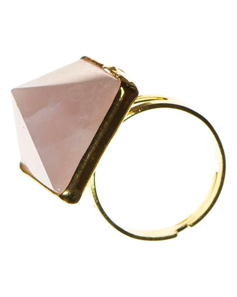 Rose Quartz Pyramid Adjustable Ring on Gold-plated Base Metal for Men, Women, Trending Teen Crystal Healing Jewelry $9.85 Rings