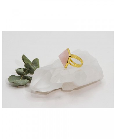 Rose Quartz Pyramid Adjustable Ring on Gold-plated Base Metal for Men, Women, Trending Teen Crystal Healing Jewelry $9.85 Rings