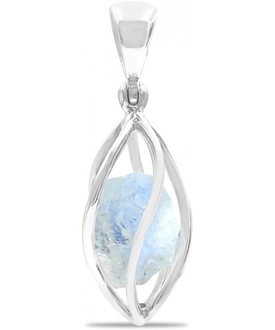 Rough Gemstone Sterling Silver Cage Pendant RNBW Moonstone $36.05 Pendants