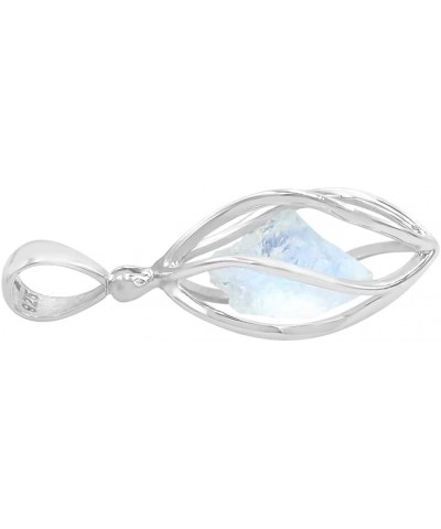 Rough Gemstone Sterling Silver Cage Pendant RNBW Moonstone $36.05 Pendants