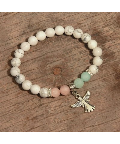 Guardian Angel Charm Bracelets for Women Girls Healing Crystal Beaded Stretch Elastic Bracelet Memorial Protection Sympathy G...