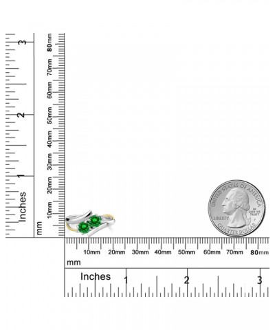 925 Sterling Silver and 10K Yellow Gold Green Created Emerald Women Ring (1.70 Cttw, Round 5MM, Available In Size 5, 6, 7, 8,...