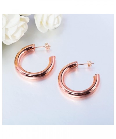 Womens Chunky Gold Hoop Earrings 14K Gold Plated Lightweight Hypoallergenic Open Thick Gold Hoops Earrings for Sensitive Ears...