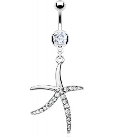 Body Accentz® Belly Button Ring Navel Pave Gemmed Starfish Body Jewelry 14 Gauge HO573 $7.94 Body Jewelry