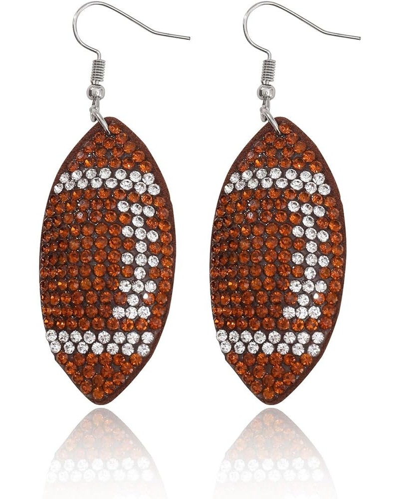 Glitter Layered Football Dangle Earrings Faux Leather Big Statement Football Earrings for Women Girls Funny Sports Game Day J...