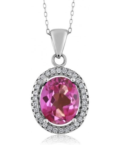 925 Sterling Silver Pink Mystic Topaz Pendant Necklace For Women (4.00 Cttw, Oval 11X9MM with 18 Inch Silver Chain) $34.40 Ne...