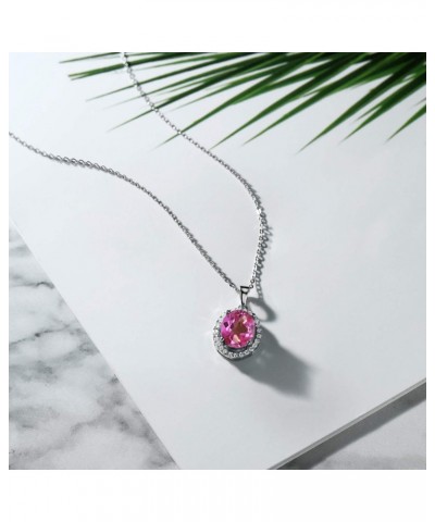 925 Sterling Silver Pink Mystic Topaz Pendant Necklace For Women (4.00 Cttw, Oval 11X9MM with 18 Inch Silver Chain) $34.40 Ne...