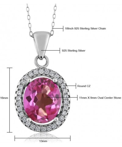 925 Sterling Silver Pink Mystic Topaz Pendant Necklace For Women (4.00 Cttw, Oval 11X9MM with 18 Inch Silver Chain) $34.40 Ne...