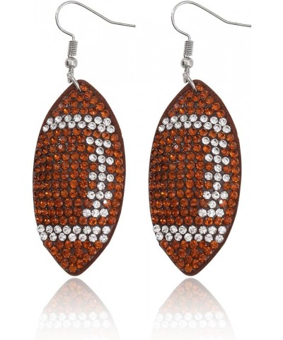 Glitter Layered Football Dangle Earrings Faux Leather Big Statement Football Earrings for Women Girls Funny Sports Game Day J...