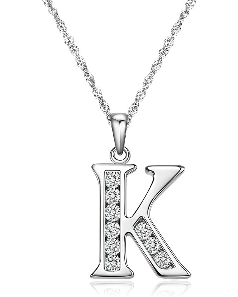 Graduation Gifts Initial Necklace S925 Sterling Silver Jewelry Cubic Zirconia Letter Alphabet Phase Pendant Necklace Mother D...