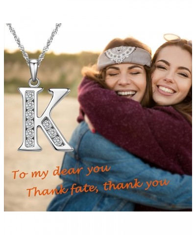 Graduation Gifts Initial Necklace S925 Sterling Silver Jewelry Cubic Zirconia Letter Alphabet Phase Pendant Necklace Mother D...