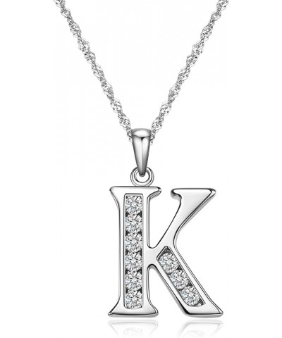 Graduation Gifts Initial Necklace S925 Sterling Silver Jewelry Cubic Zirconia Letter Alphabet Phase Pendant Necklace Mother D...