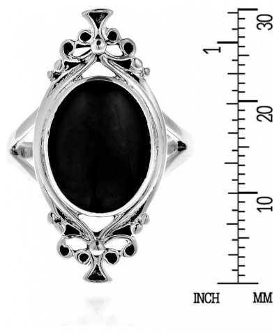 Oval Simulated Black Onyx Vintage Style .925 Sterling Silver Ring $12.54 Rings