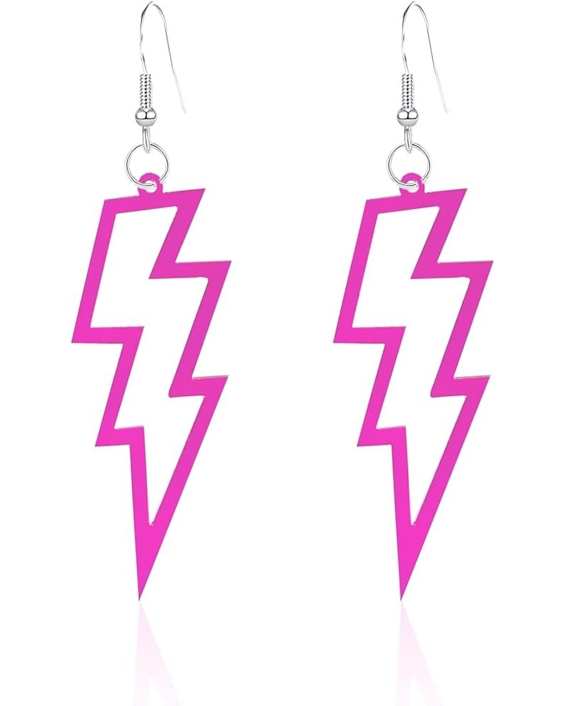 Punk 80s 90s Neon Earrings for Women Lightning Bolt Jewelry Retro Neon Earring Dangle Girls Costume 80's Party Accessories Ho...