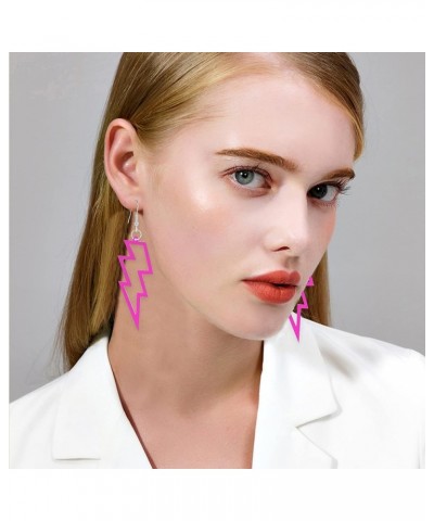 Punk 80s 90s Neon Earrings for Women Lightning Bolt Jewelry Retro Neon Earring Dangle Girls Costume 80's Party Accessories Ho...