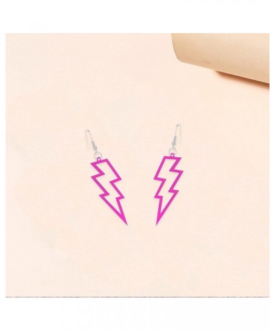 Punk 80s 90s Neon Earrings for Women Lightning Bolt Jewelry Retro Neon Earring Dangle Girls Costume 80's Party Accessories Ho...