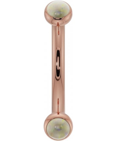 Dainty Opal Bezel-Set Curved Barbell for Eyebrow Rook Belly (I1 Clarity, J-K Color) 14K Rose Gold | 18G | 1/4" (6mm) $86.10 B...