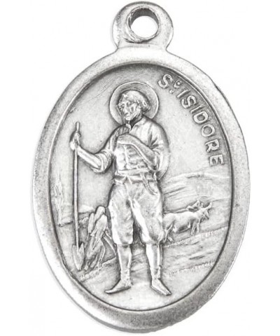 Small Oval Catholic Patron Saint Medal Bulk Silver Oxidized Medal Charm, Pack of 5 Medals St. Isidore $8.15 Pendants